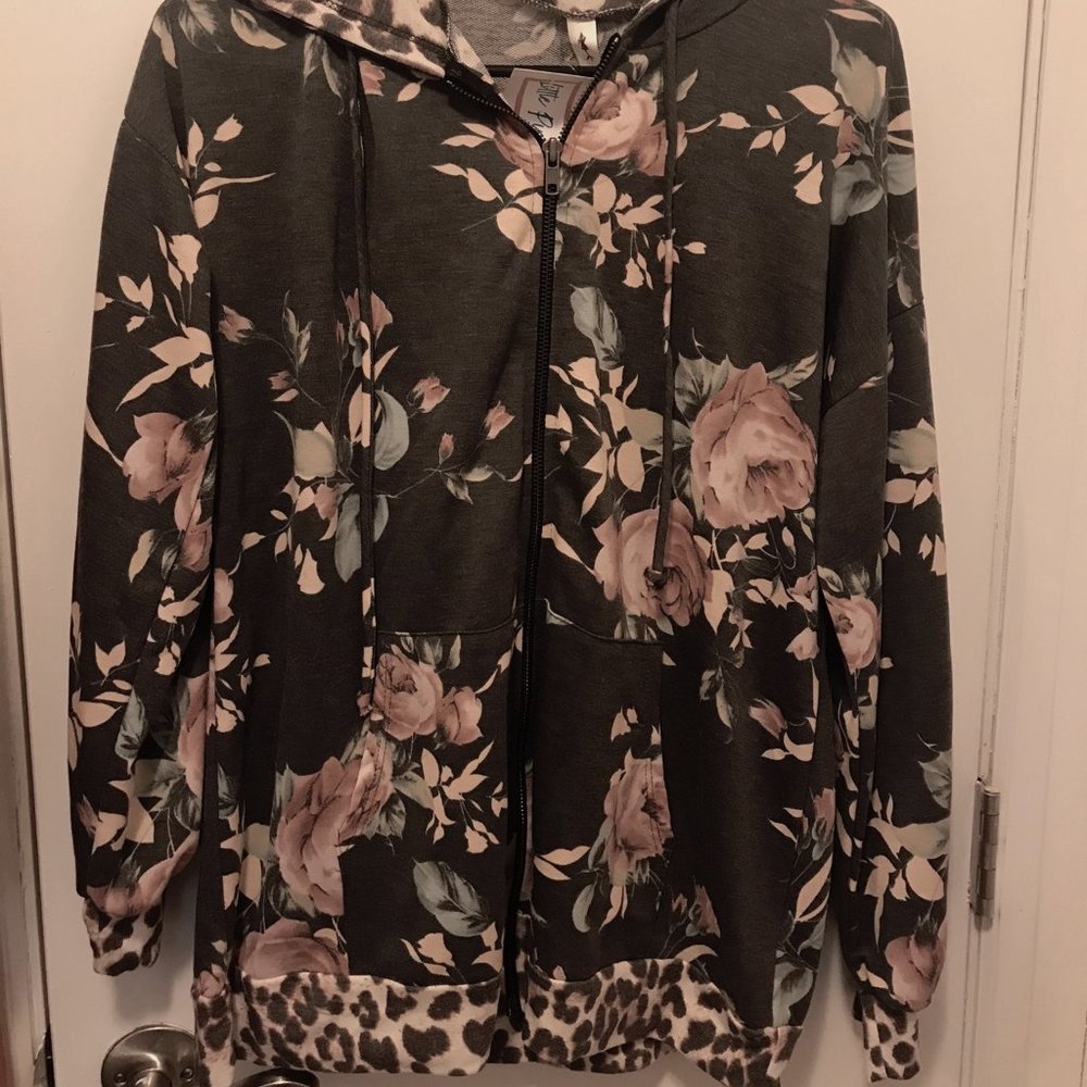Floral Zip-Up Hoodie